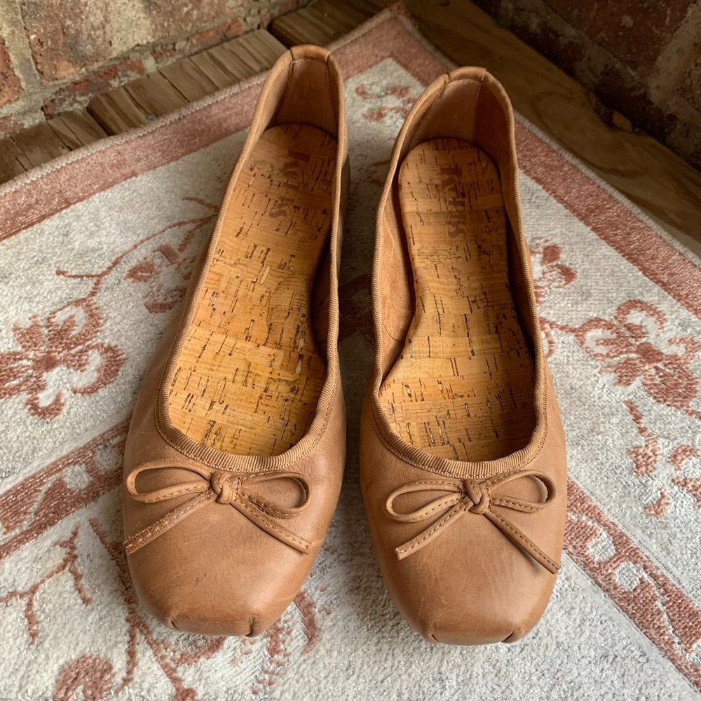 Korks Women's Shoes Pianosa Ballet Flats Leather Brown Size 10